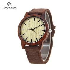 Canvas Band Muškarci Wood Watch
